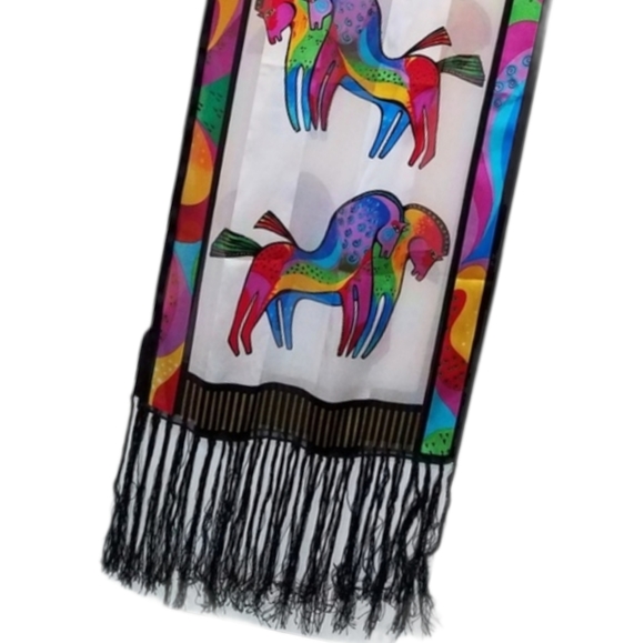LAUREL BURCH "Bowing Horses" Silk Scarf - Picture 6 of 8